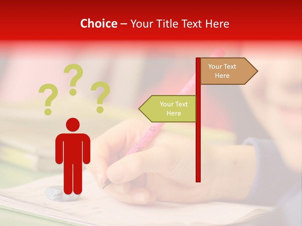 A Child Writing On A Piece Of Paper With A Pink Pen PowerPoint Template