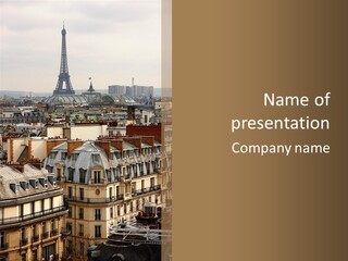 A View Of The Eiffel Tower From The Top Of A Building PowerPoint Template
