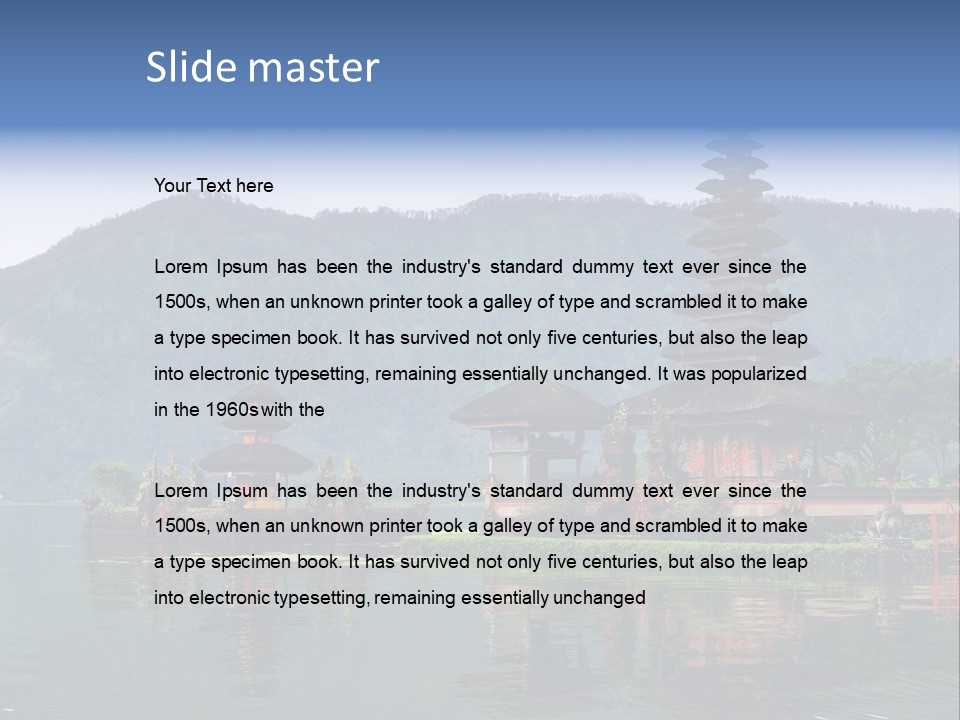 A Group Of Pagodas Sitting On Top Of A Lake PowerPoint Template