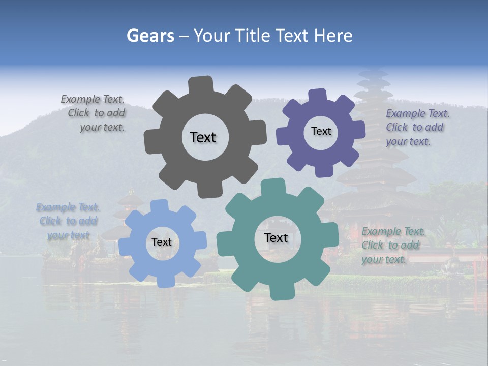 A Group Of Pagodas Sitting On Top Of A Lake PowerPoint Template