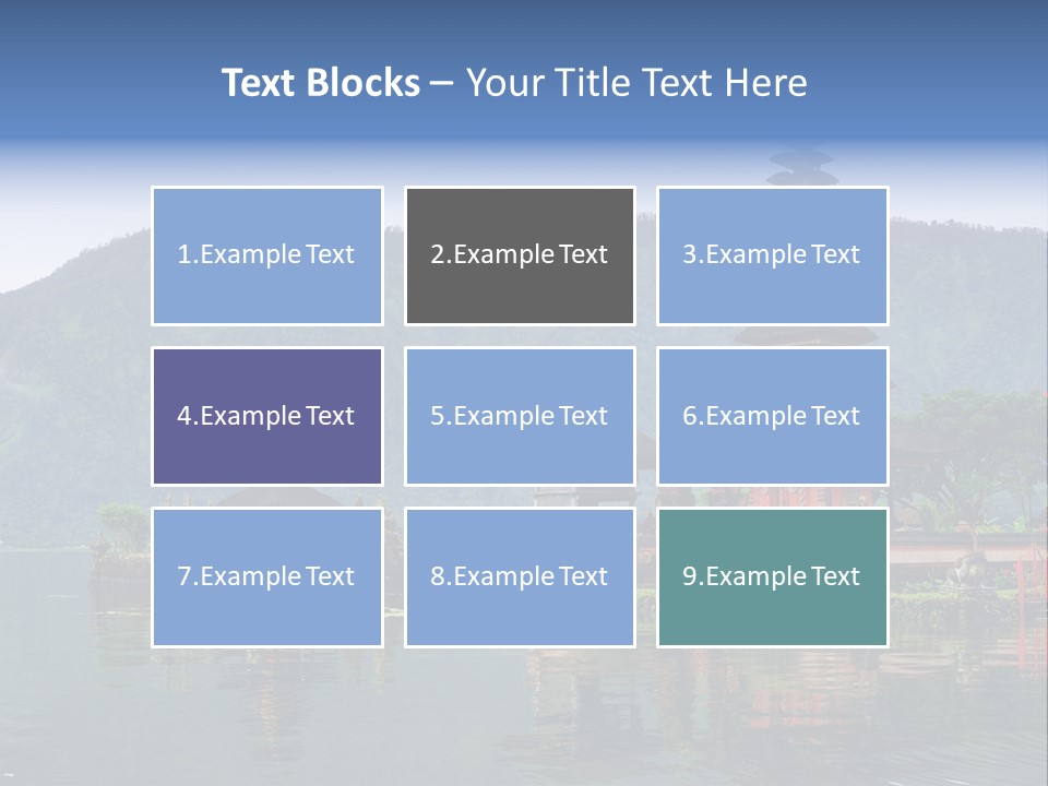 A Group Of Pagodas Sitting On Top Of A Lake PowerPoint Template