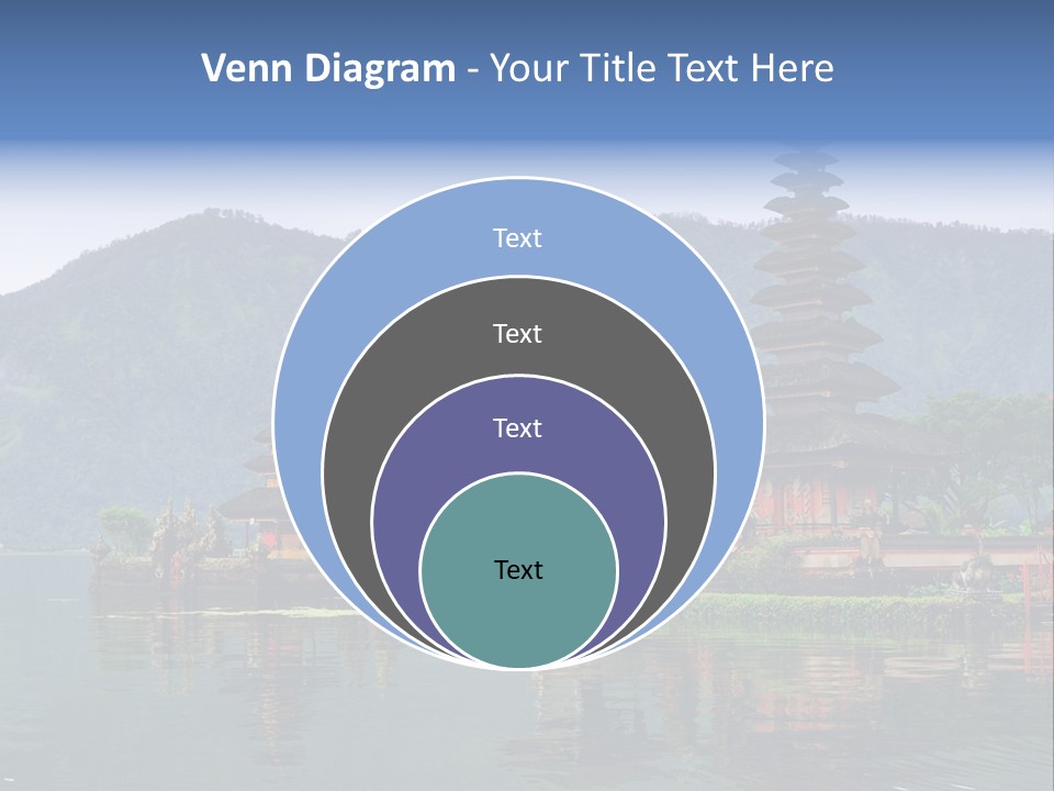 A Group Of Pagodas Sitting On Top Of A Lake PowerPoint Template