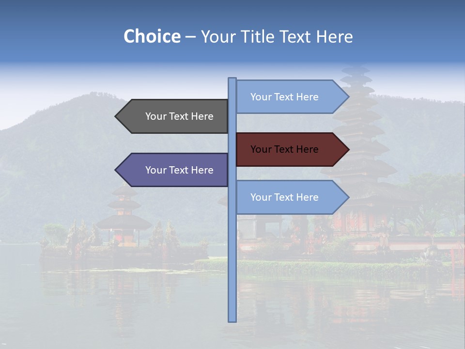 A Group Of Pagodas Sitting On Top Of A Lake PowerPoint Template