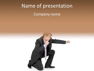 Blue Caucasian Man PowerPoint Template