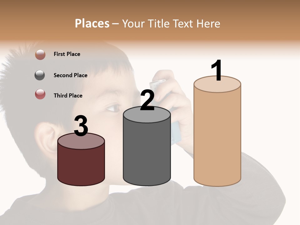 A Young Boy Holding A Cell Phone To His Ear PowerPoint Template