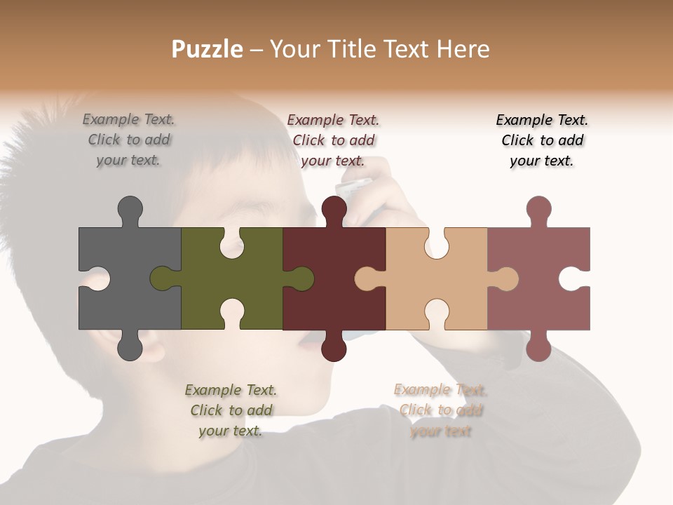 A Young Boy Holding A Cell Phone To His Ear PowerPoint Template