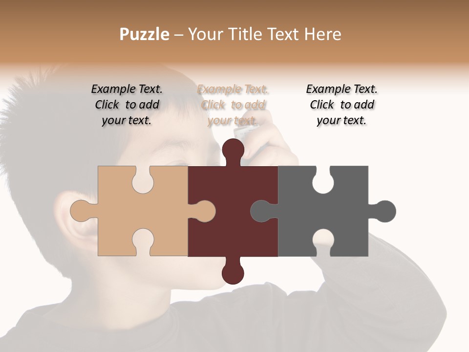 A Young Boy Holding A Cell Phone To His Ear PowerPoint Template