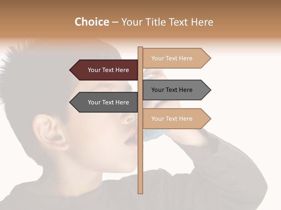 A Young Boy Holding A Cell Phone To His Ear PowerPoint Template