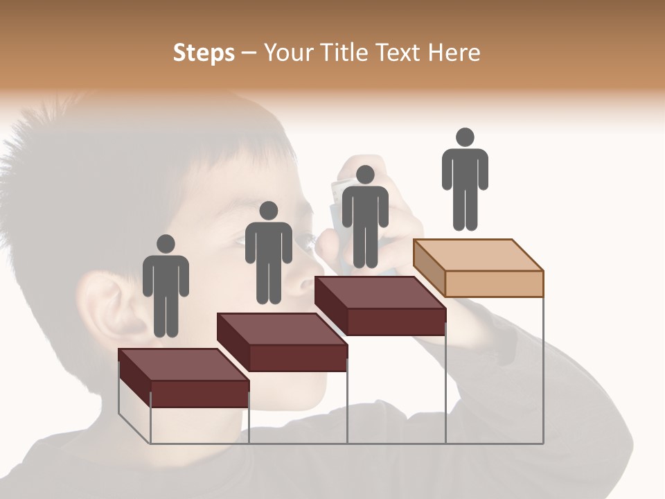 A Young Boy Holding A Cell Phone To His Ear PowerPoint Template