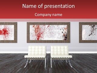 A Room With Two Chairs And Paintings On The Wall PowerPoint Template