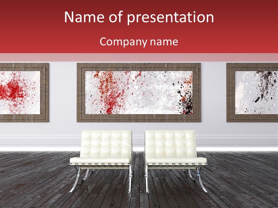 A Room With Two Chairs And Paintings On The Wall PowerPoint Template