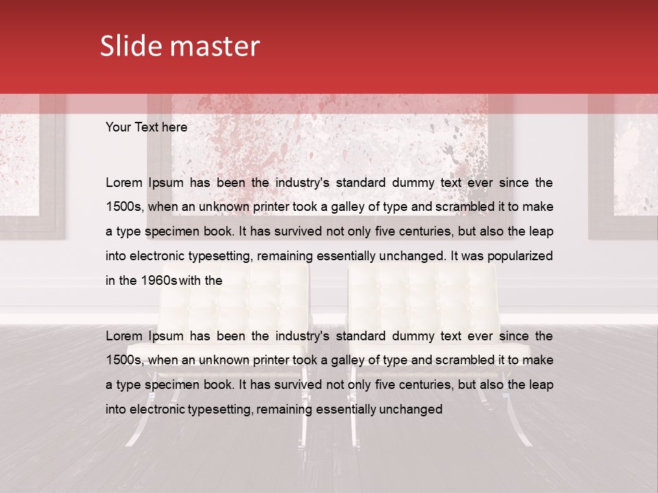 A Room With Two Chairs And Paintings On The Wall PowerPoint Template