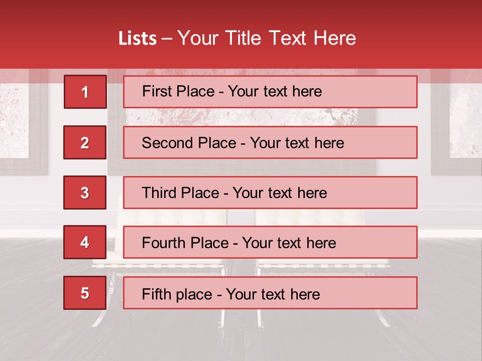 A Room With Two Chairs And Paintings On The Wall PowerPoint Template