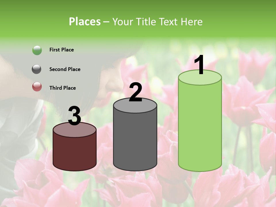 A Young Girl Smelling A Bunch Of Pink Flowers PowerPoint Template