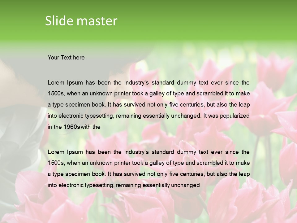 A Young Girl Smelling A Bunch Of Pink Flowers PowerPoint Template