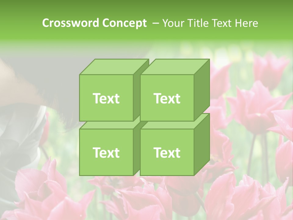 A Young Girl Smelling A Bunch Of Pink Flowers PowerPoint Template