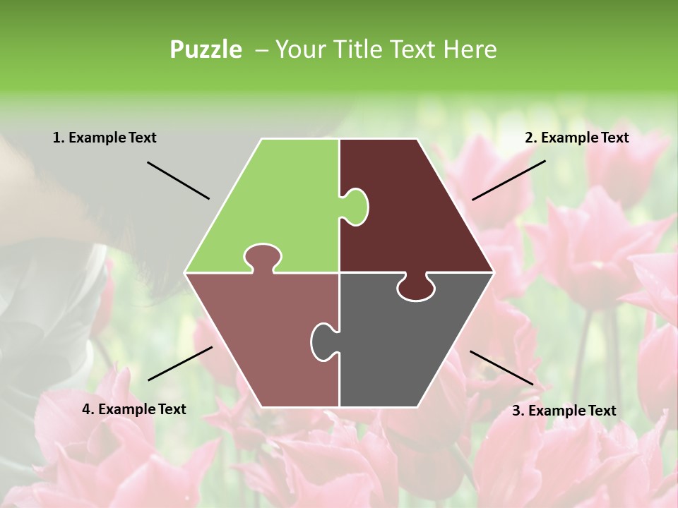 A Young Girl Smelling A Bunch Of Pink Flowers PowerPoint Template