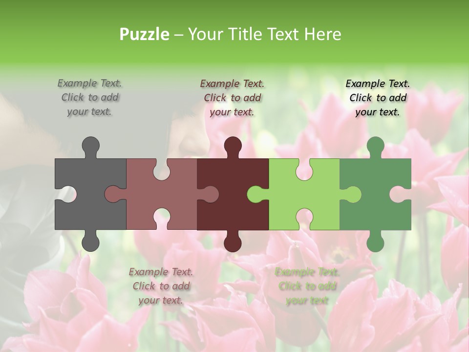 A Young Girl Smelling A Bunch Of Pink Flowers PowerPoint Template