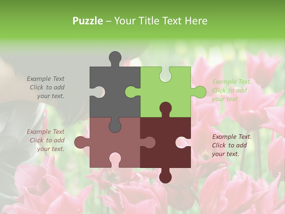 A Young Girl Smelling A Bunch Of Pink Flowers PowerPoint Template