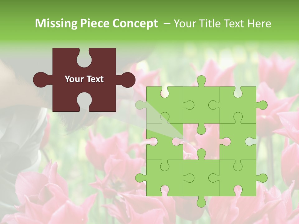 A Young Girl Smelling A Bunch Of Pink Flowers PowerPoint Template