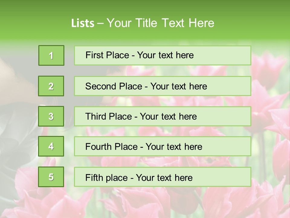 A Young Girl Smelling A Bunch Of Pink Flowers PowerPoint Template