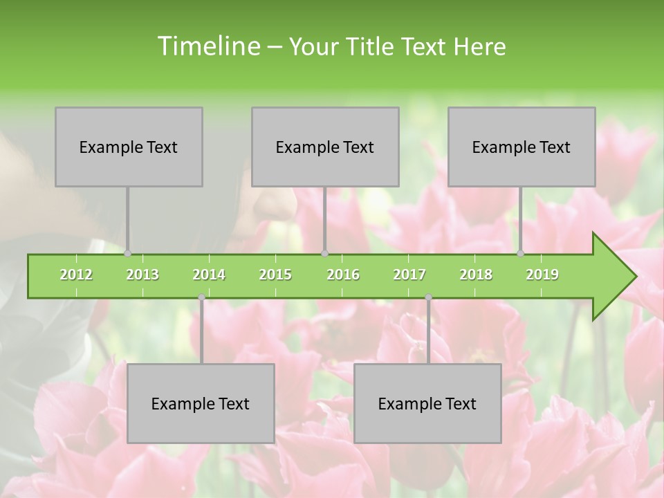 A Young Girl Smelling A Bunch Of Pink Flowers PowerPoint Template