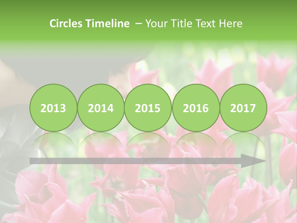 A Young Girl Smelling A Bunch Of Pink Flowers PowerPoint Template