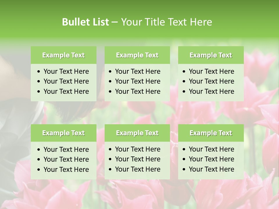 A Young Girl Smelling A Bunch Of Pink Flowers PowerPoint Template