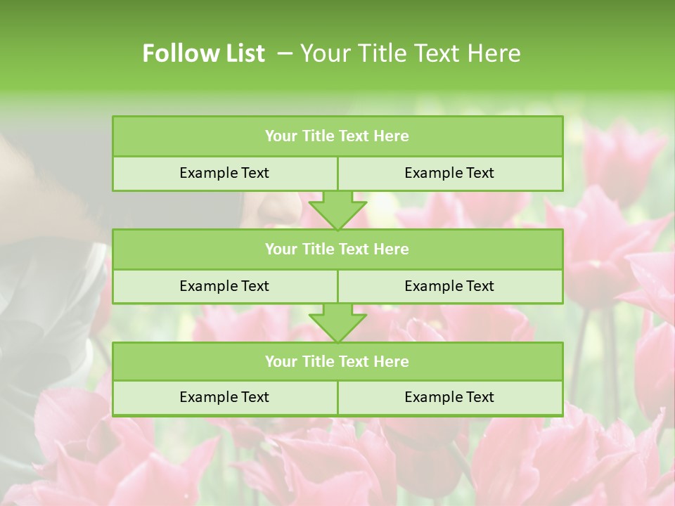 A Young Girl Smelling A Bunch Of Pink Flowers PowerPoint Template