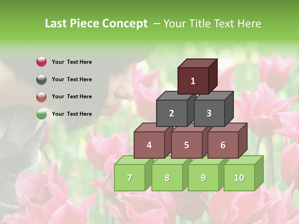 A Young Girl Smelling A Bunch Of Pink Flowers PowerPoint Template