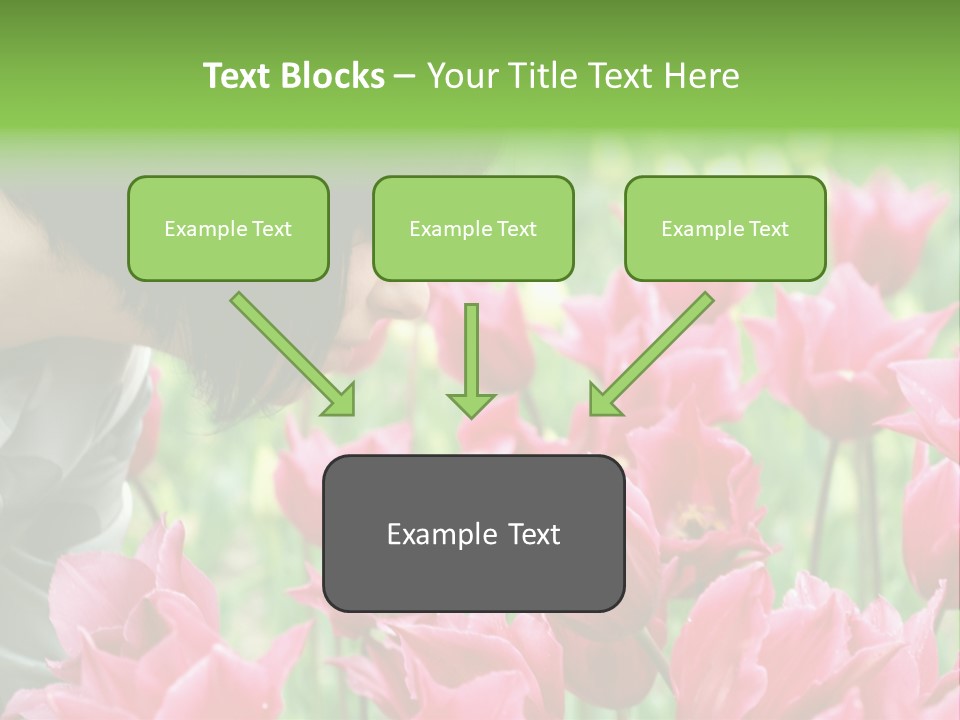 A Young Girl Smelling A Bunch Of Pink Flowers PowerPoint Template