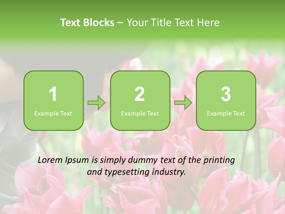 A Young Girl Smelling A Bunch Of Pink Flowers PowerPoint Template