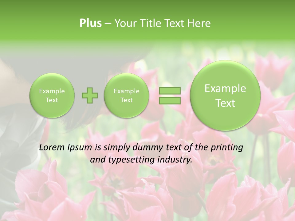 A Young Girl Smelling A Bunch Of Pink Flowers PowerPoint Template