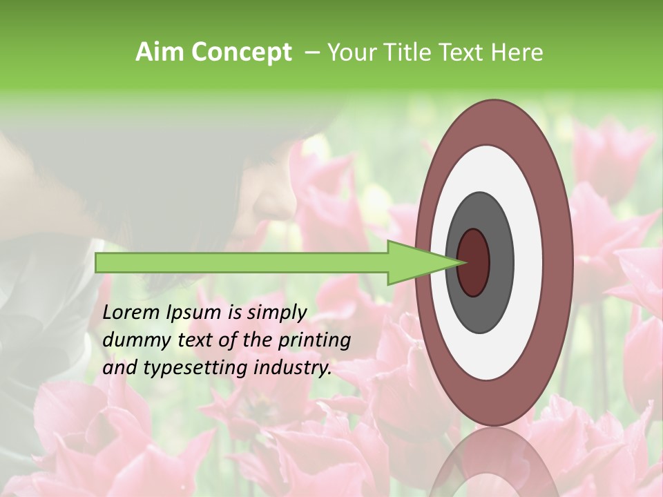 A Young Girl Smelling A Bunch Of Pink Flowers PowerPoint Template