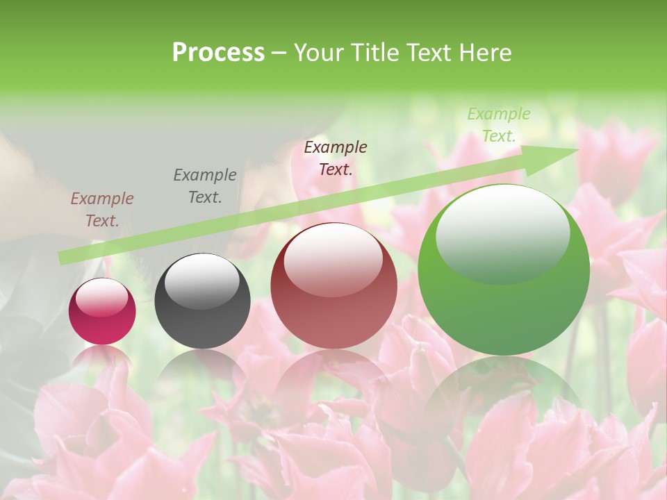 A Young Girl Smelling A Bunch Of Pink Flowers PowerPoint Template