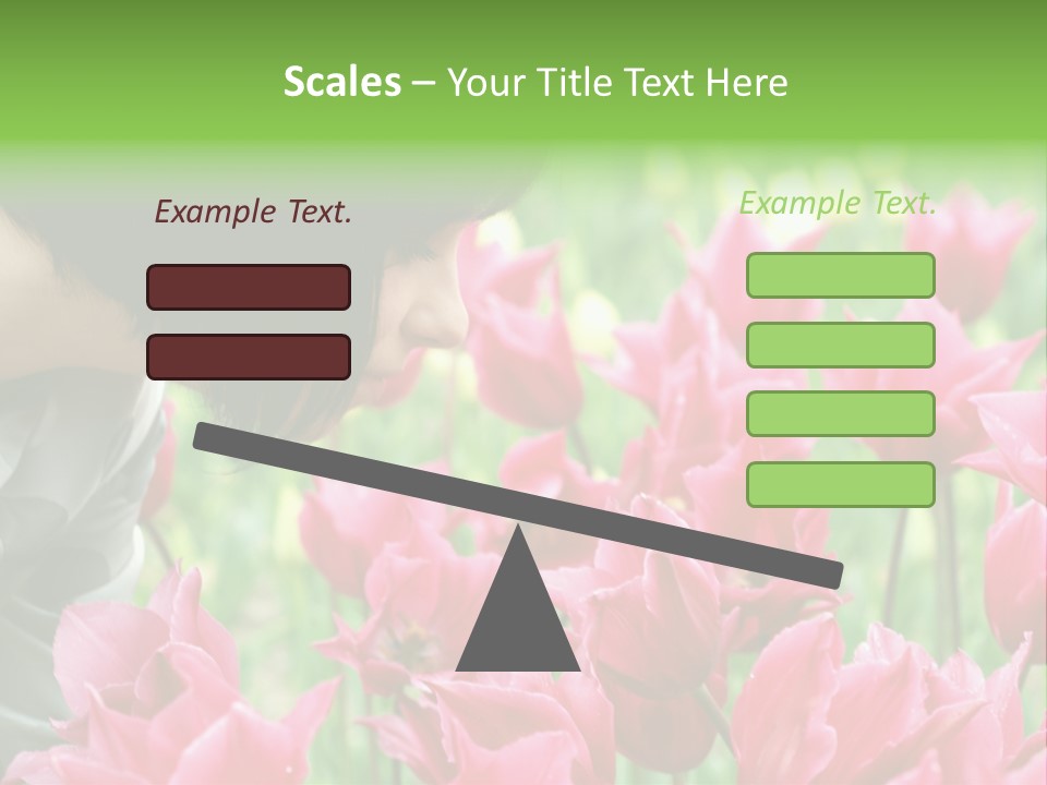 A Young Girl Smelling A Bunch Of Pink Flowers PowerPoint Template