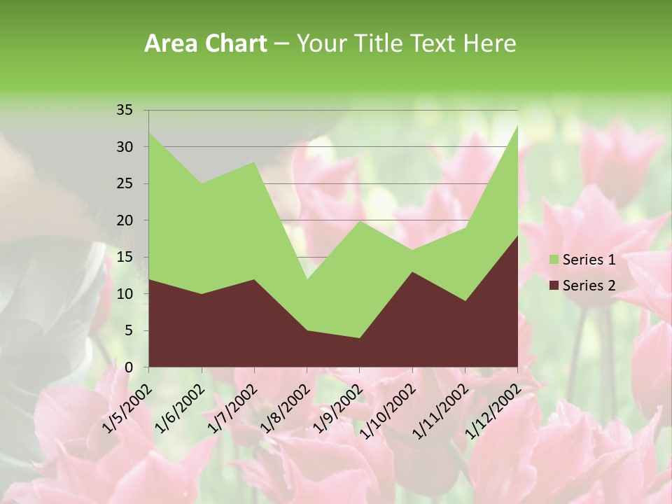 A Young Girl Smelling A Bunch Of Pink Flowers PowerPoint Template