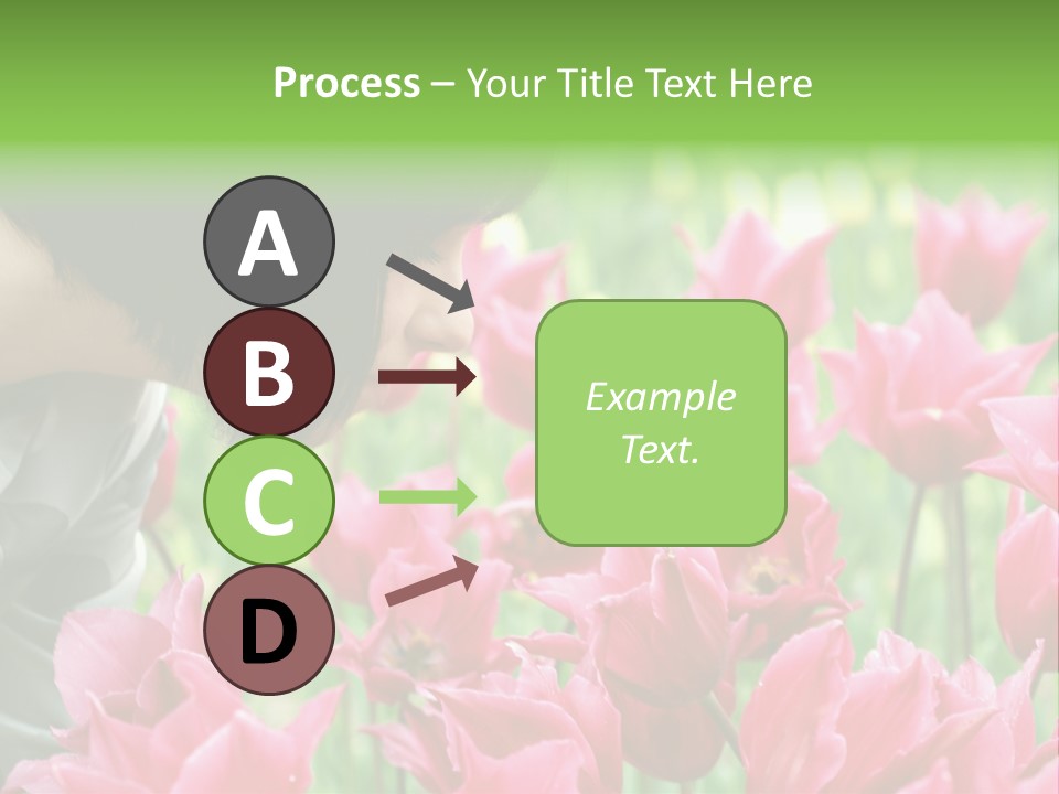 A Young Girl Smelling A Bunch Of Pink Flowers PowerPoint Template