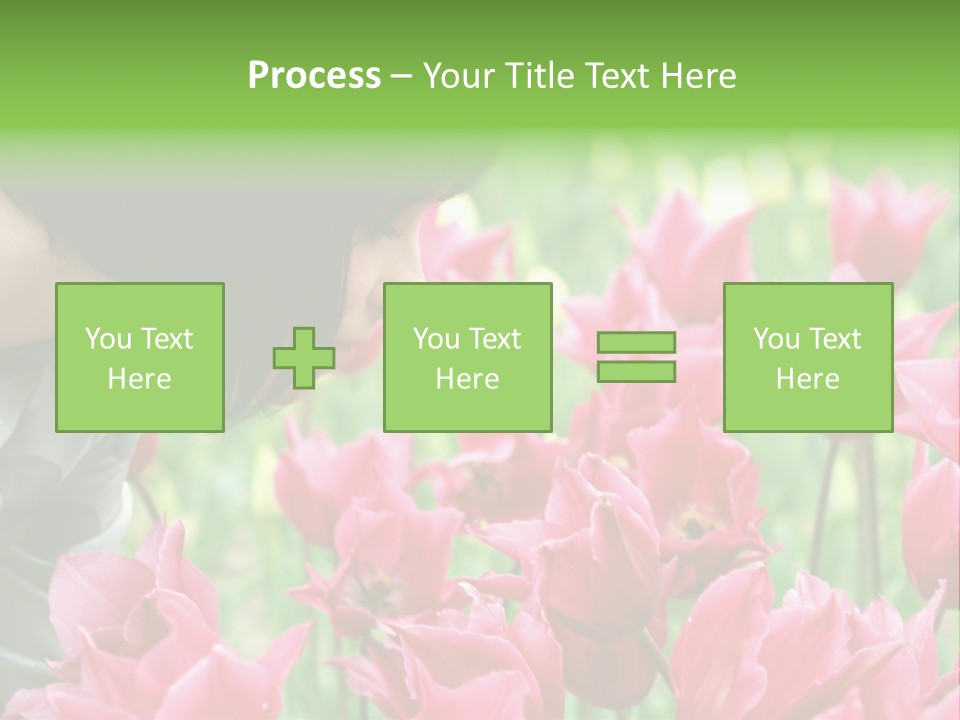 A Young Girl Smelling A Bunch Of Pink Flowers PowerPoint Template