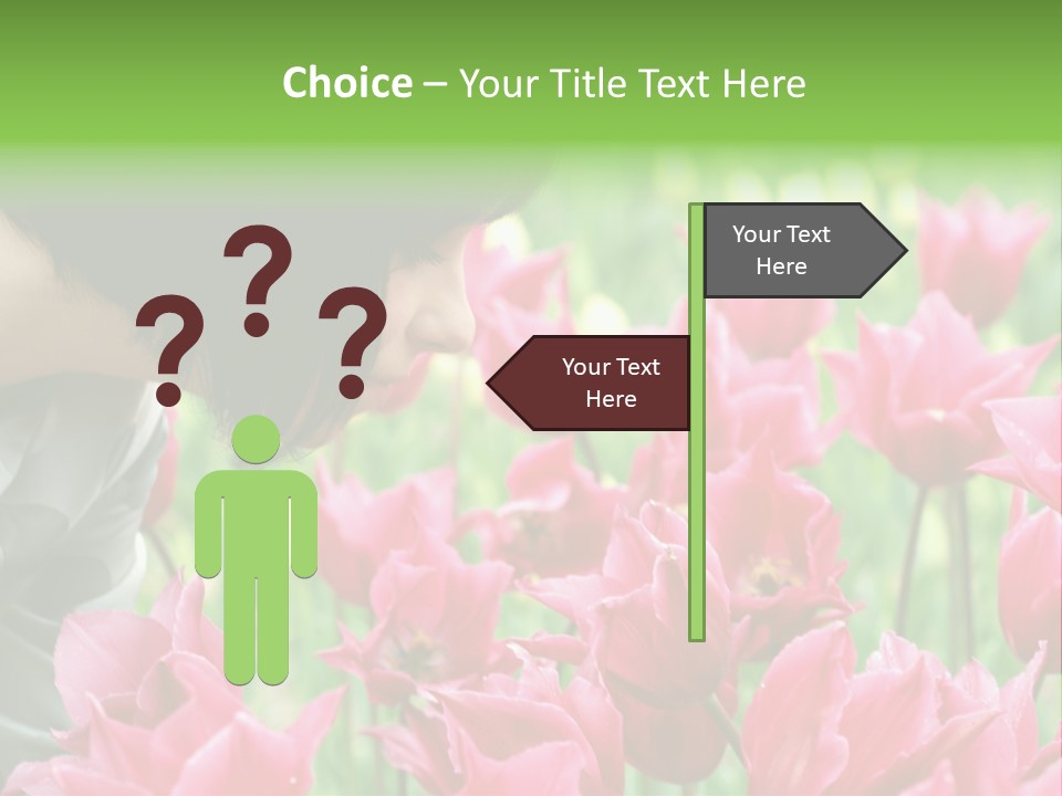 A Young Girl Smelling A Bunch Of Pink Flowers PowerPoint Template