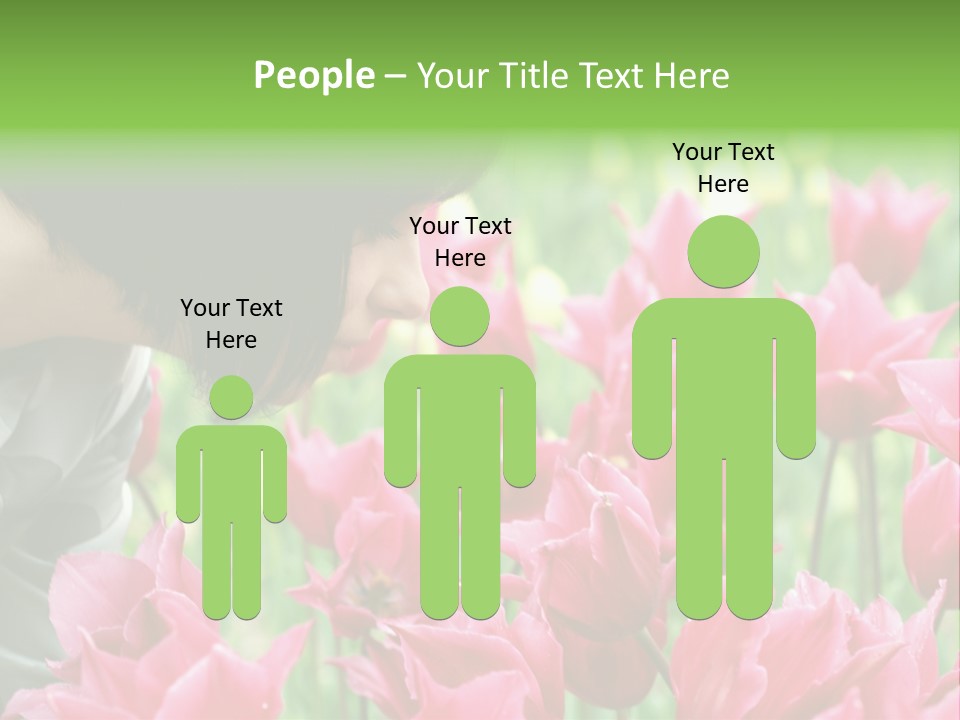 A Young Girl Smelling A Bunch Of Pink Flowers PowerPoint Template