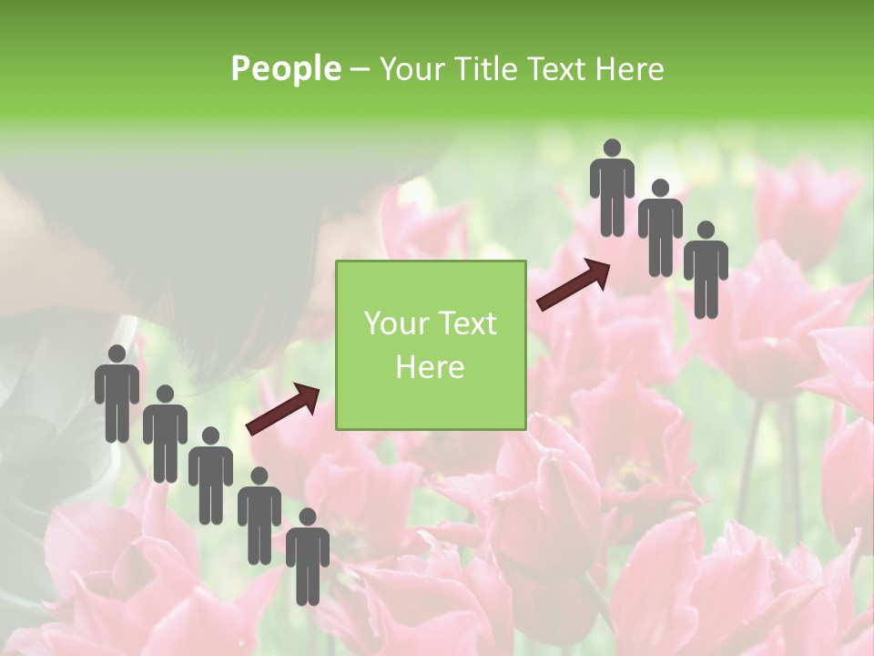 A Young Girl Smelling A Bunch Of Pink Flowers PowerPoint Template