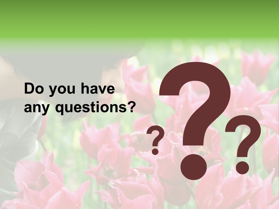 A Young Girl Smelling A Bunch Of Pink Flowers PowerPoint Template