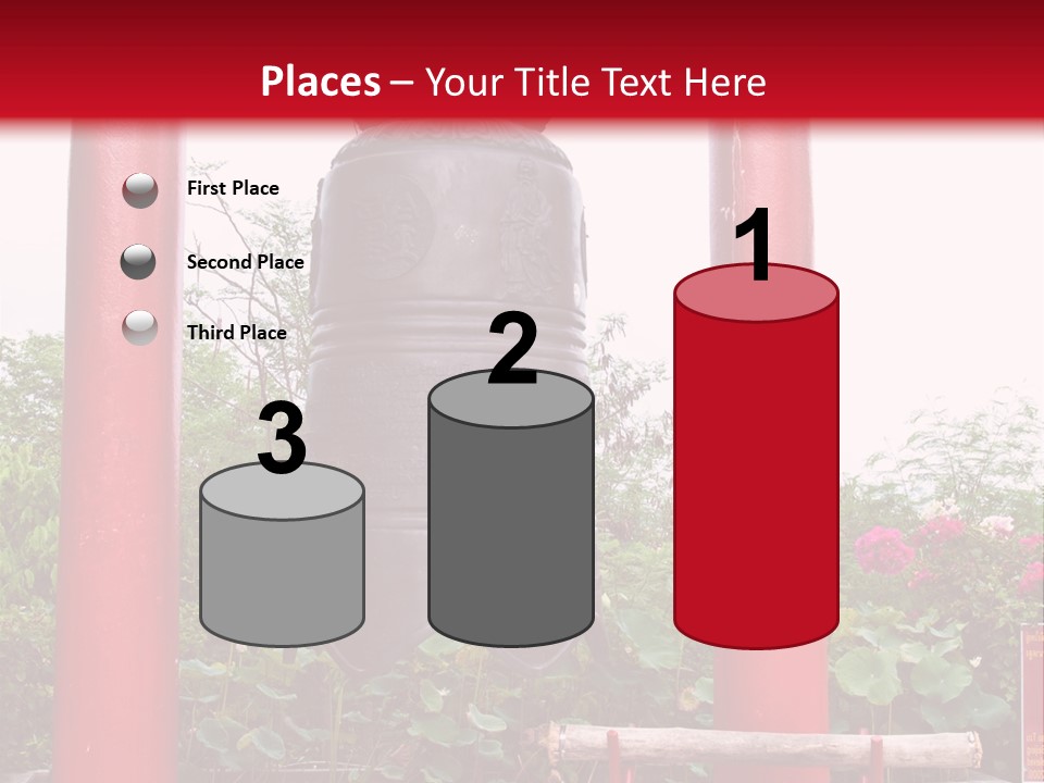 A Large Bell Sitting In The Middle Of A Park PowerPoint Template