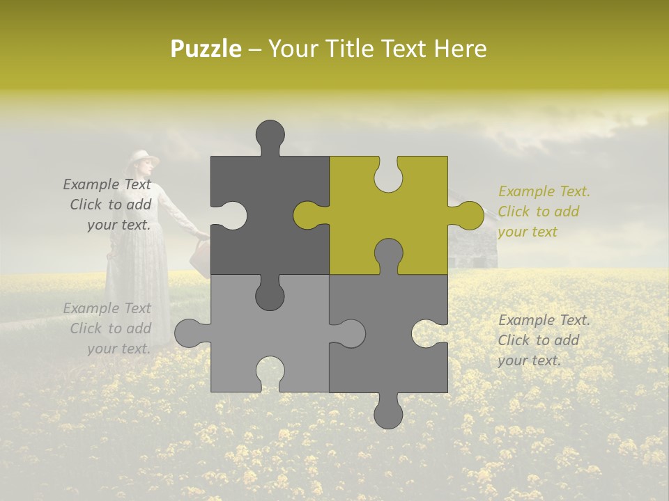 Yellow House Woman PowerPoint Template