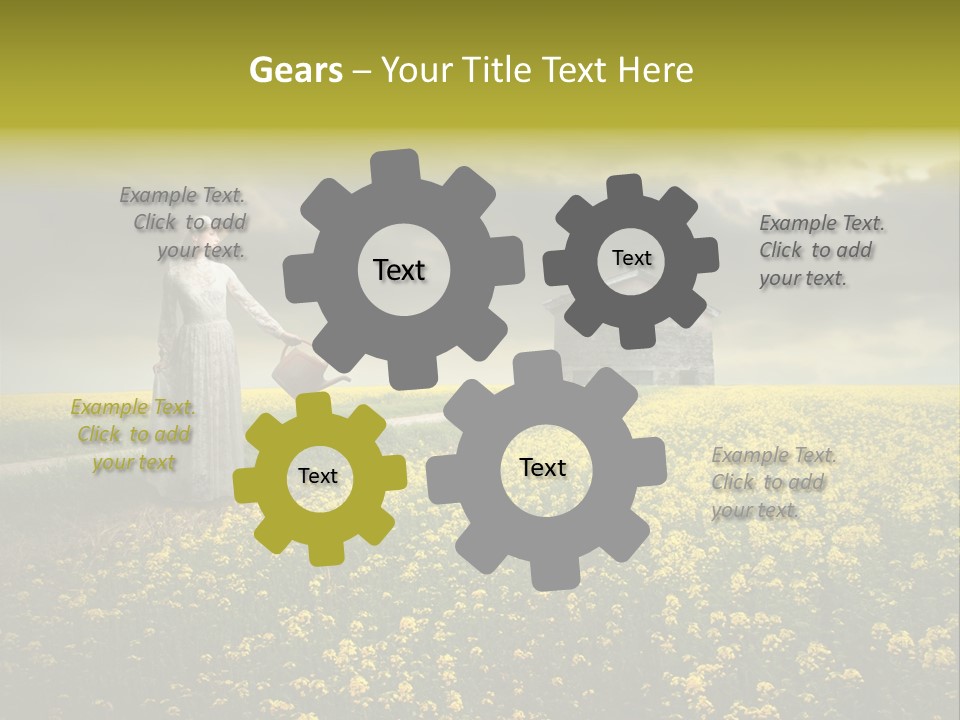 Yellow House Woman PowerPoint Template