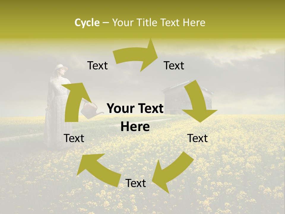 Yellow House Woman PowerPoint Template