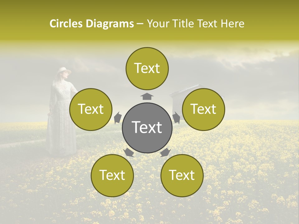 Yellow House Woman PowerPoint Template