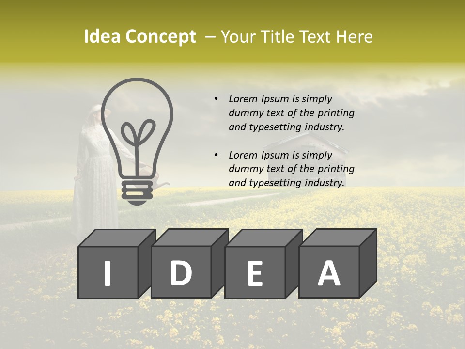 Yellow House Woman PowerPoint Template