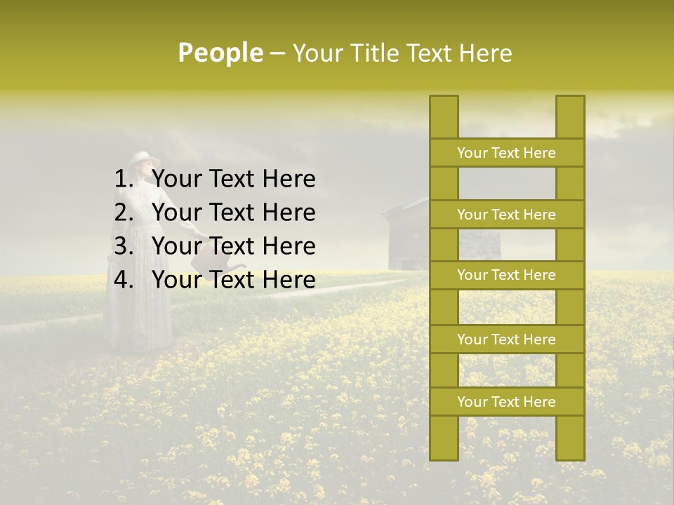 Yellow House Woman PowerPoint Template